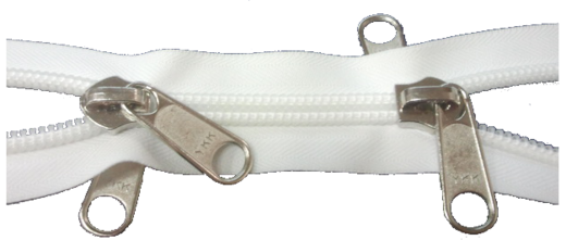 Zeltreißverschlüsse teilbar 10mm Doppelgriffschieber Zähnchen Weiss