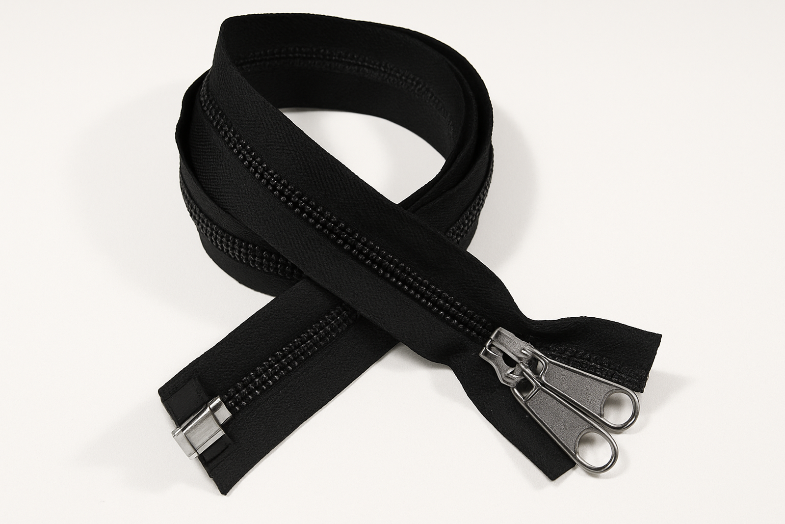 Zeltreißverschlüsse Spirale teilbar 10mm Doppelgriffschieber schwarz Zeltreißverschlüsse Spirale teilbar 10mm Doppelgriffschieber schwarz
