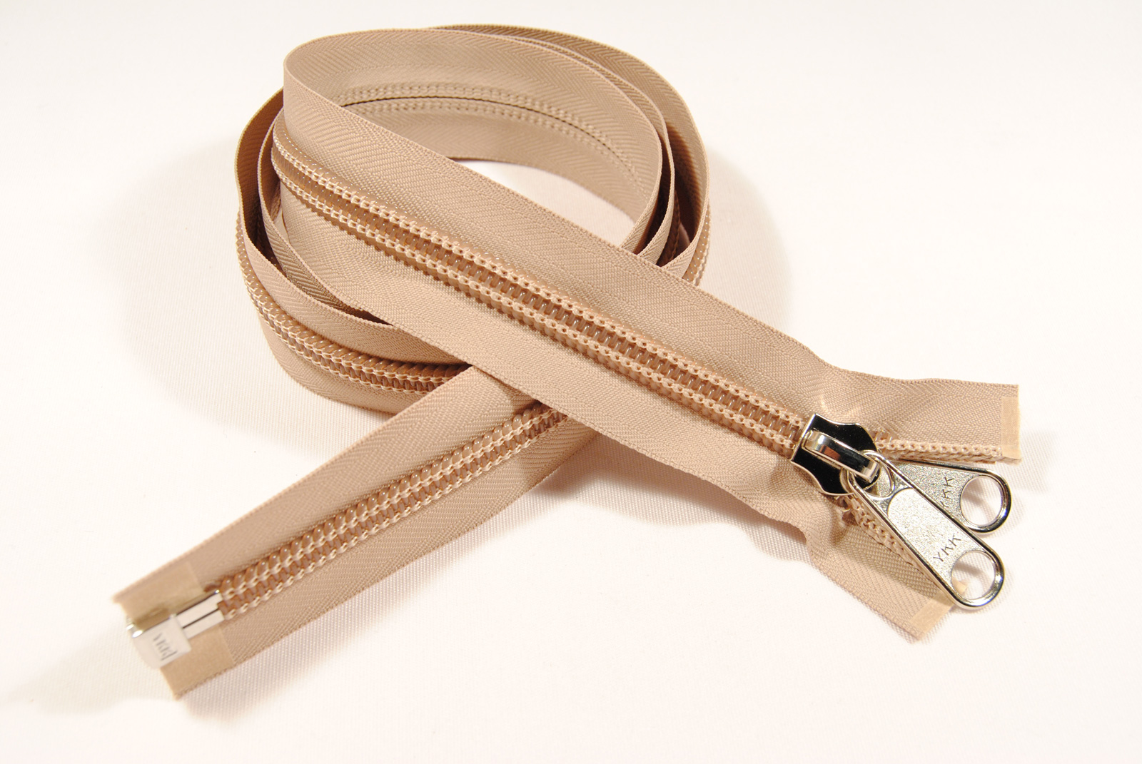 Zeltreißverschlüsse Spirale teilbar 10mm Doppelgriffschieber Beige